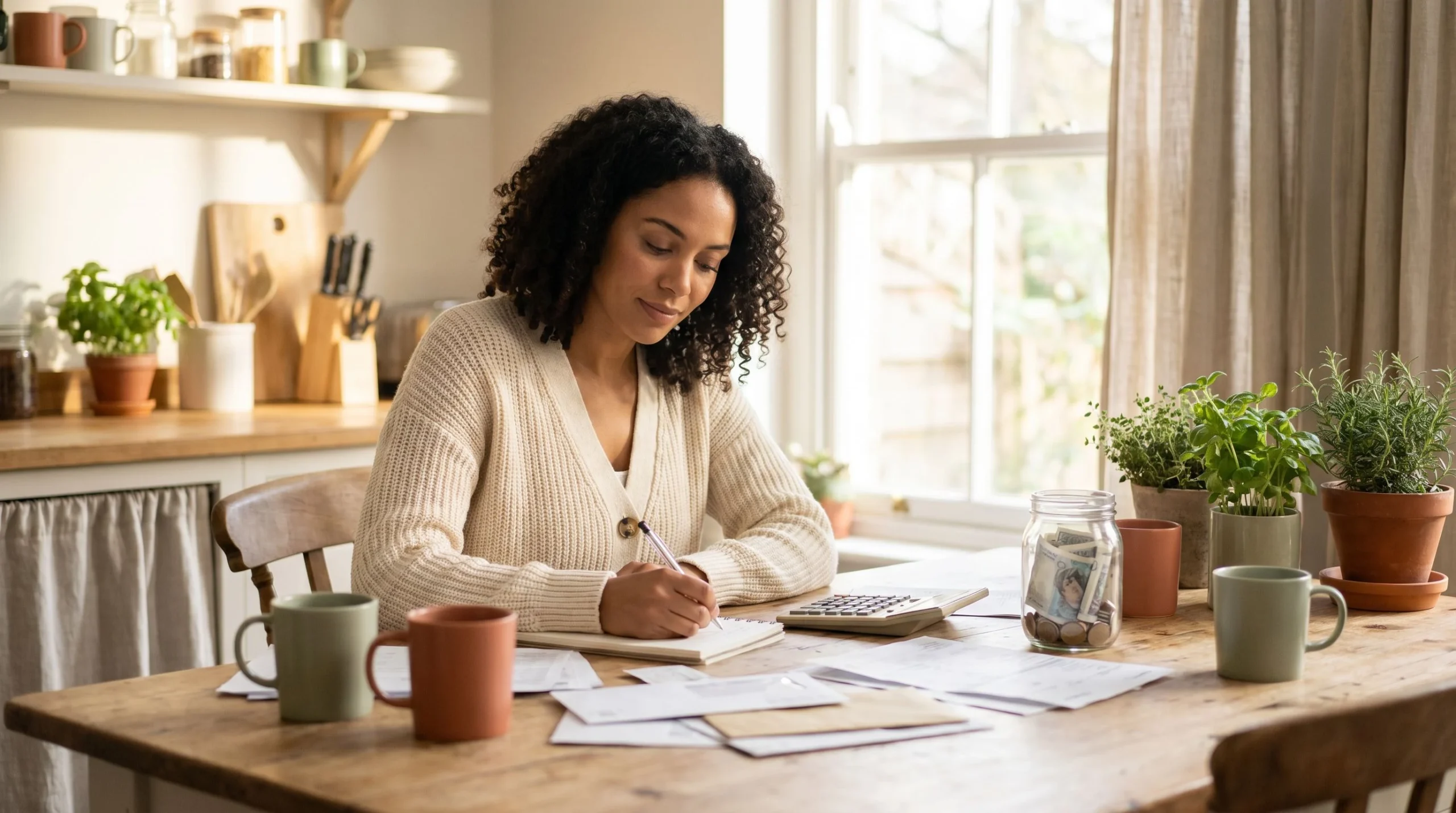 Paying off debt on a low income at the kitchen table