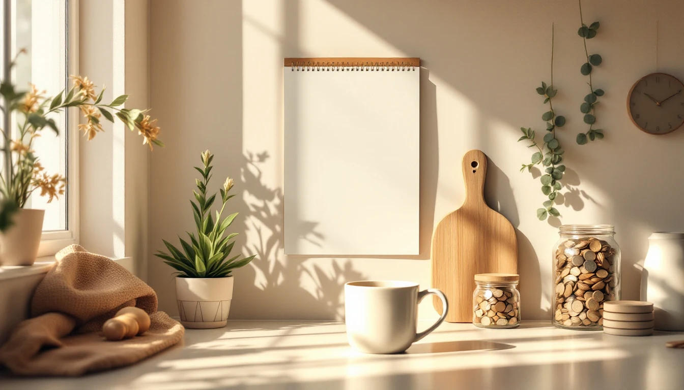 no-spend month: a cozy planner, coffee, and a savings note on a kitchen table — The Cozy Budget